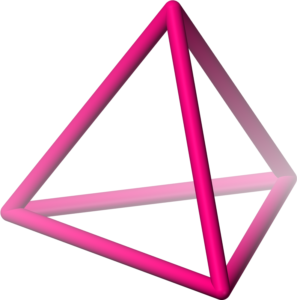 Pink Tetrahedron Frame3 D Render PNG Image