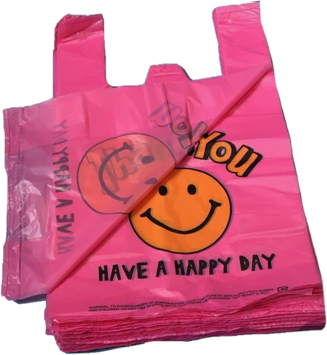 Pink Thank You Plastic Bag PNG Image