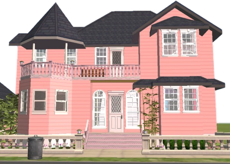 Pink Victorian Style Mansion PNG Image