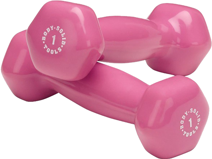 Pink Vinyl Coated Dumbbells PNG Image