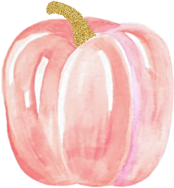 Pink Watercolor Pumpkinwith Glitter Stem PNG Image