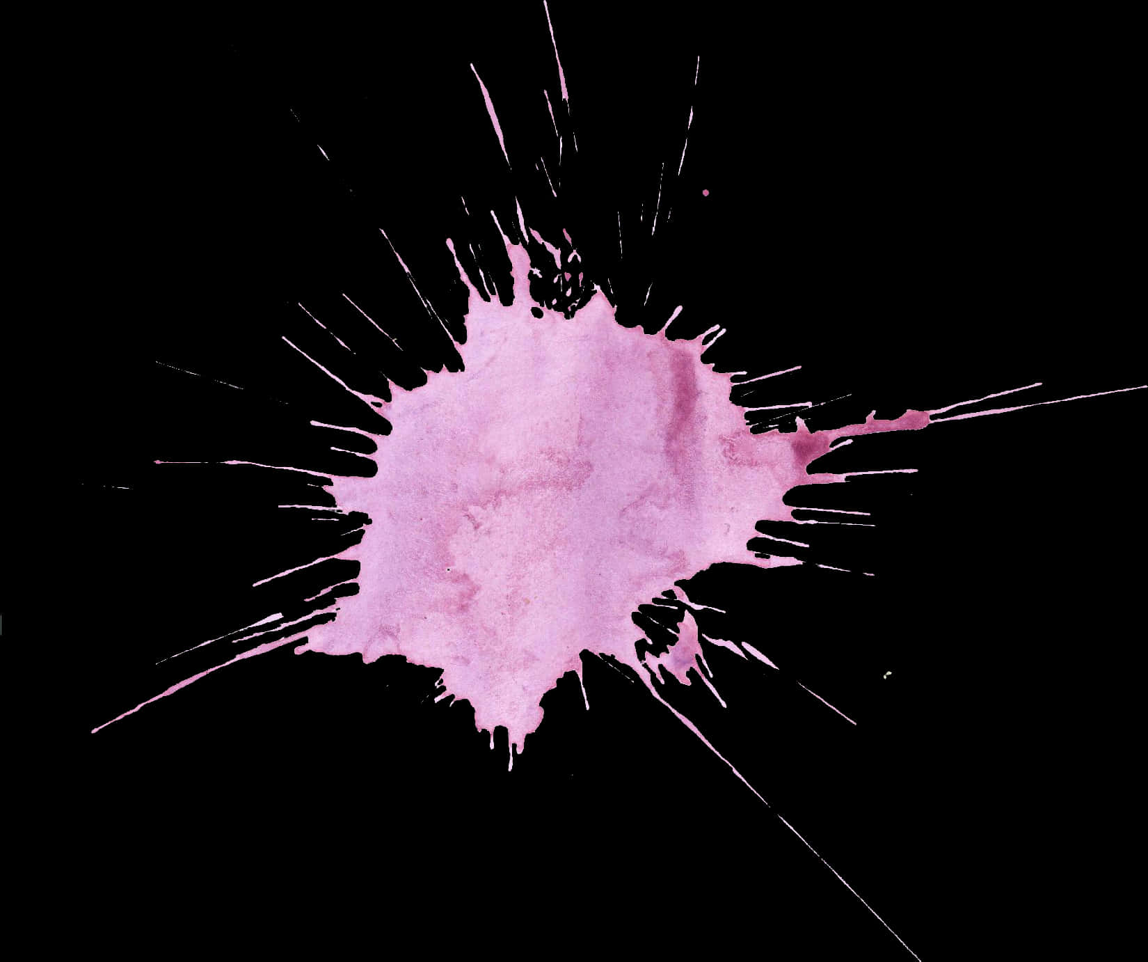 Pink Watercolor Splashon Black Background PNG Image