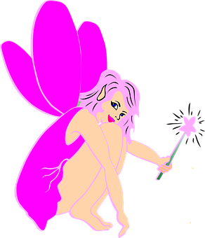 Pink Winged Fairy Vector Art PNG Image