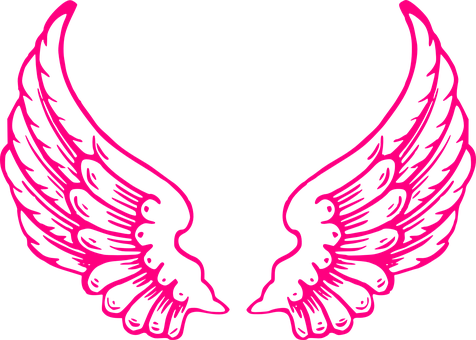 Pink Winged Silhouette Art PNG Image