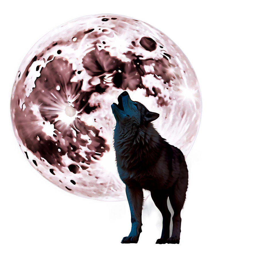 Pink Wolf Howling At Moon Png Itw56 PNG Image