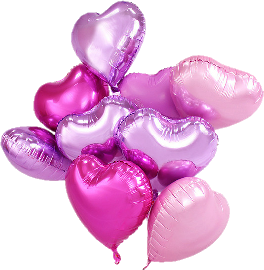 Pinkand Purple Heart Balloons PNG Image