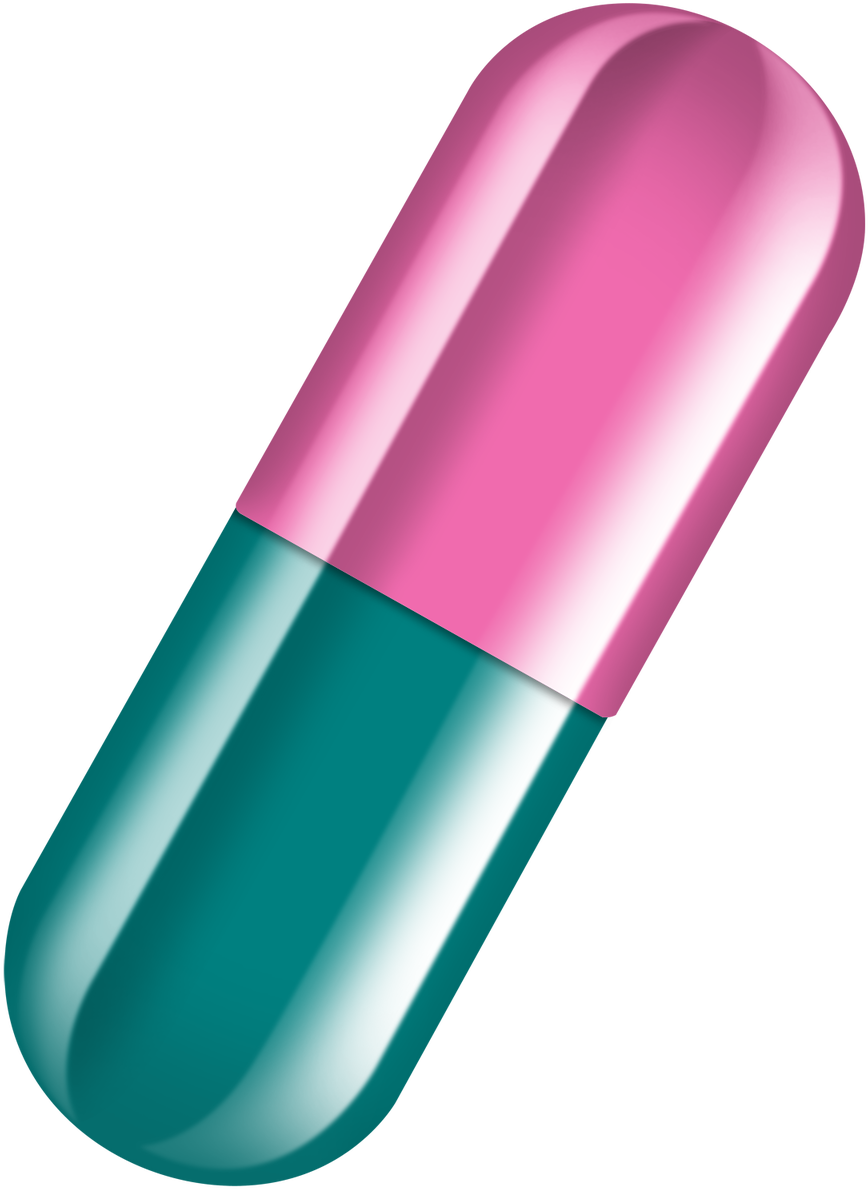 Pinkand Teal Capsule Pill PNG Image