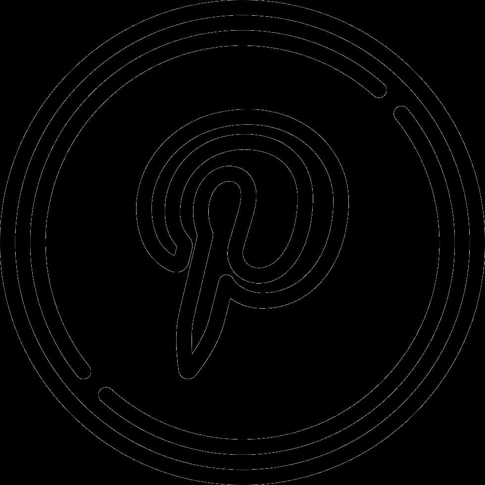 Pinterest Logo Outline Black Background PNG Image