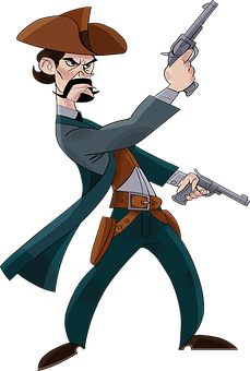 Pirate Cartoon Character With Pistols PNG Image