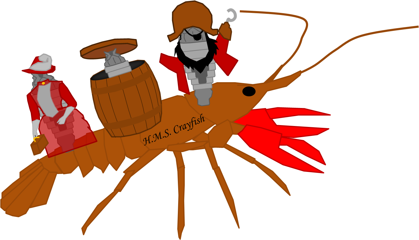 Pirate Crayfish Cartoon Adventure PNG Image