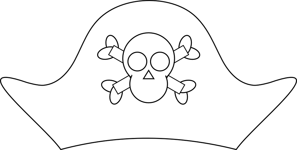 Pirate Hat Outline Graphic PNG Image