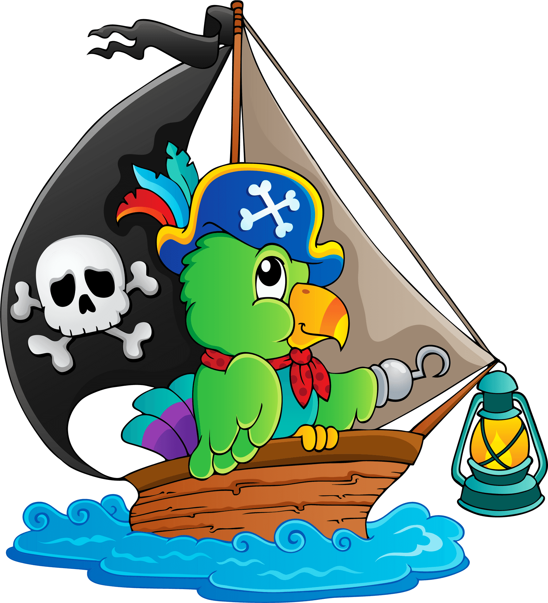 Pirate Parroton Raft PNG Image