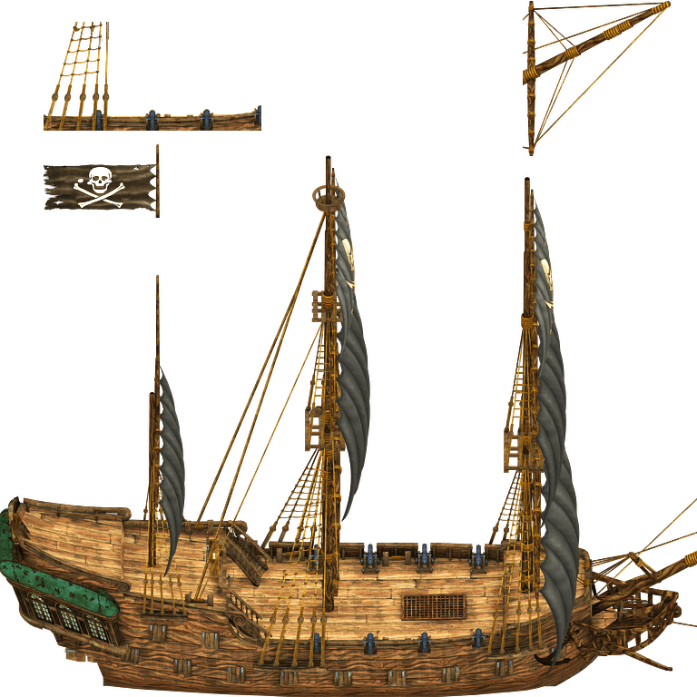 Pirate Ship3 D Model PNG Image