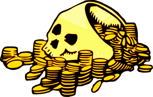 Pirate Skulland Gold Coins Illustration PNG Image