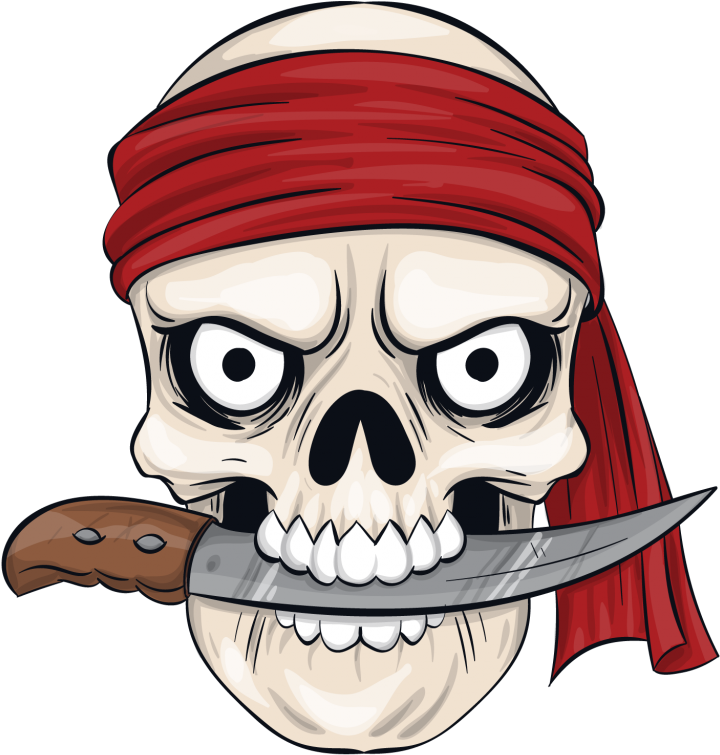 Pirate Skullwith Red Bandana PNG Image