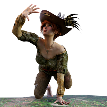 Pirate Woman Reaching Out PNG Image