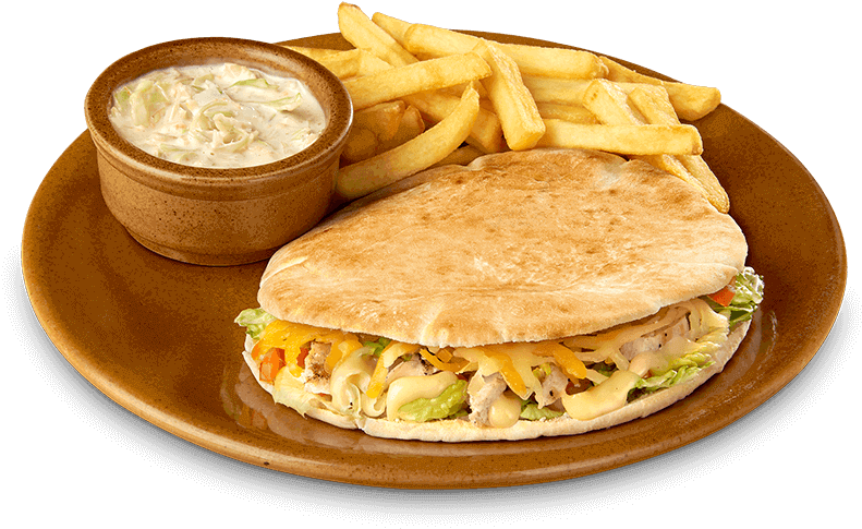 Pita Sandwich Mealwith Friesand Coleslaw PNG Image