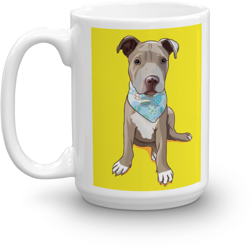 Pitbull Illustrationon Mug PNG Image