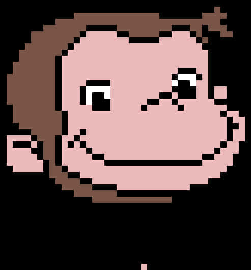 Pixel Art Curious George PNG Image