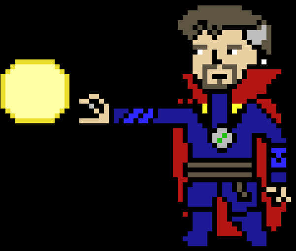 Pixel Art Doctor Strange Magic PNG Image