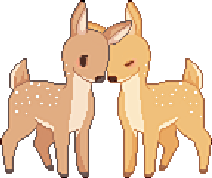 Pixel Art Fawns Nuzzling PNG Image