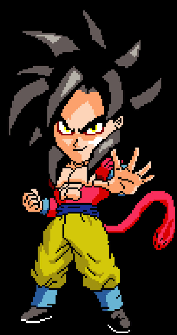 Pixel Art Goku Pose PNG Image