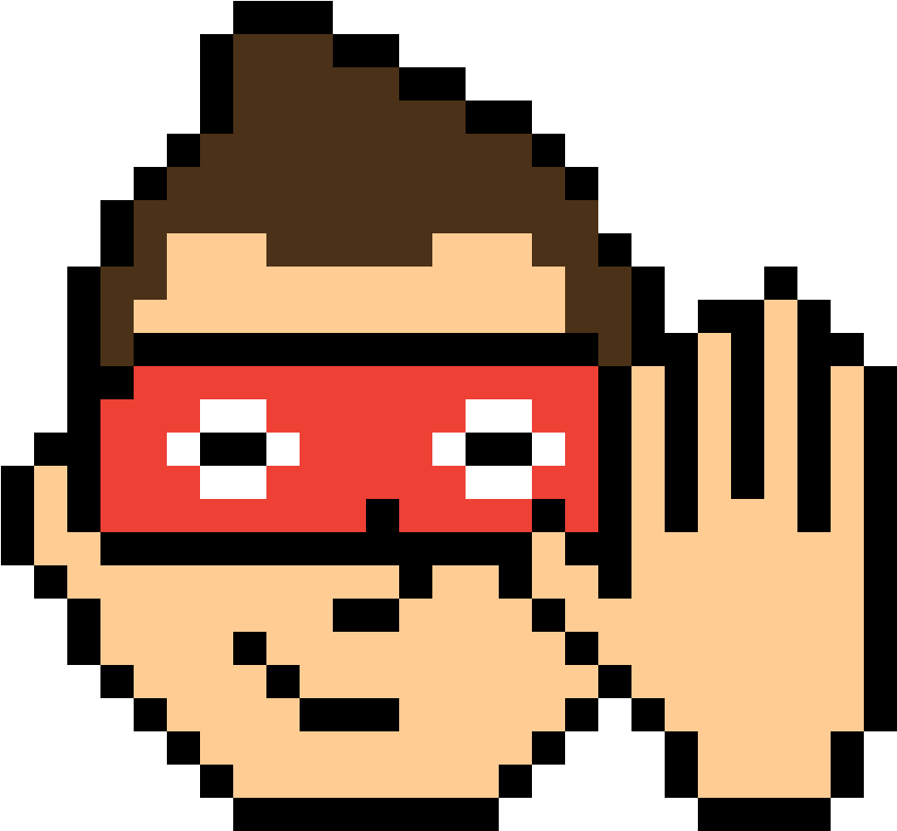 Pixel Art Listening Gesture PNG Image