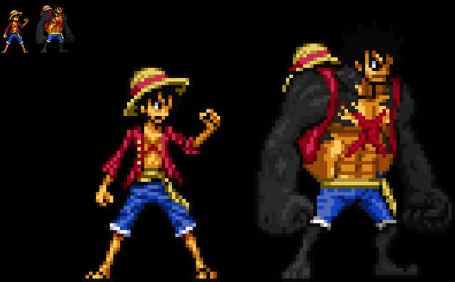 Pixel Art Luffyand Gear Fourth Transformation PNG Image