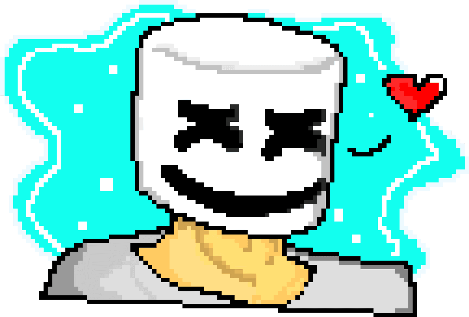 Pixel Art Marshmello Smile PNG Image