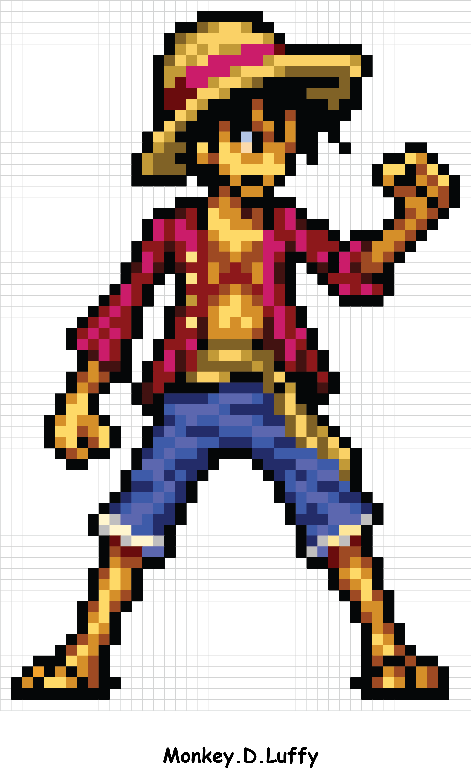 Pixel Art Monkey D Luffy One Piece PNG Image