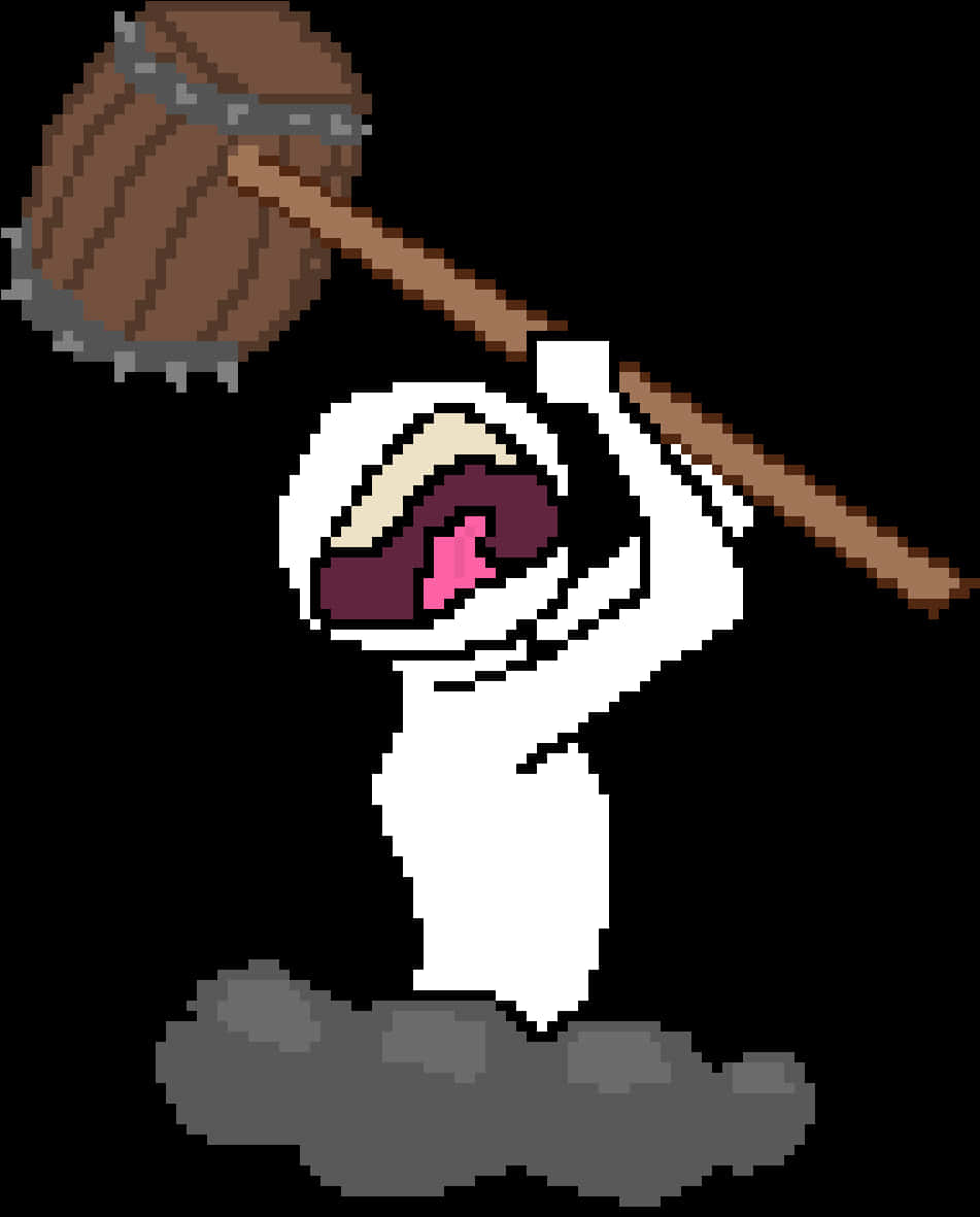 Pixel Art Mummy Swinging Hammer PNG Image