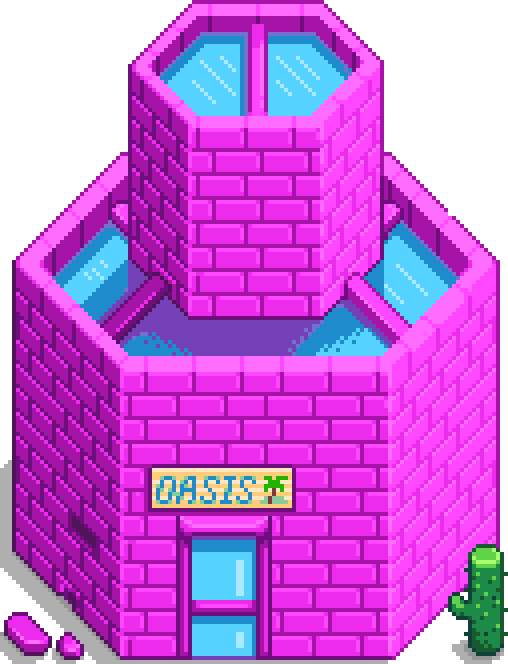 Pixel Art Oasis Building PNG Image