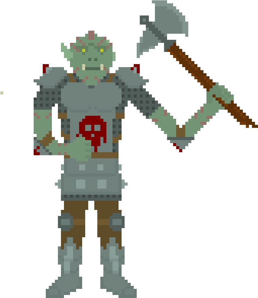 Pixel Art Orc Warrior PNG Image