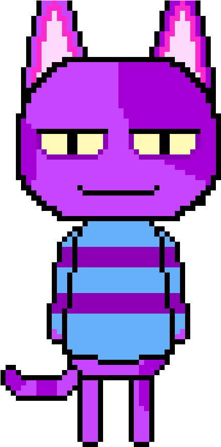 Pixel Art Purple Cat Animal Crossing PNG Image