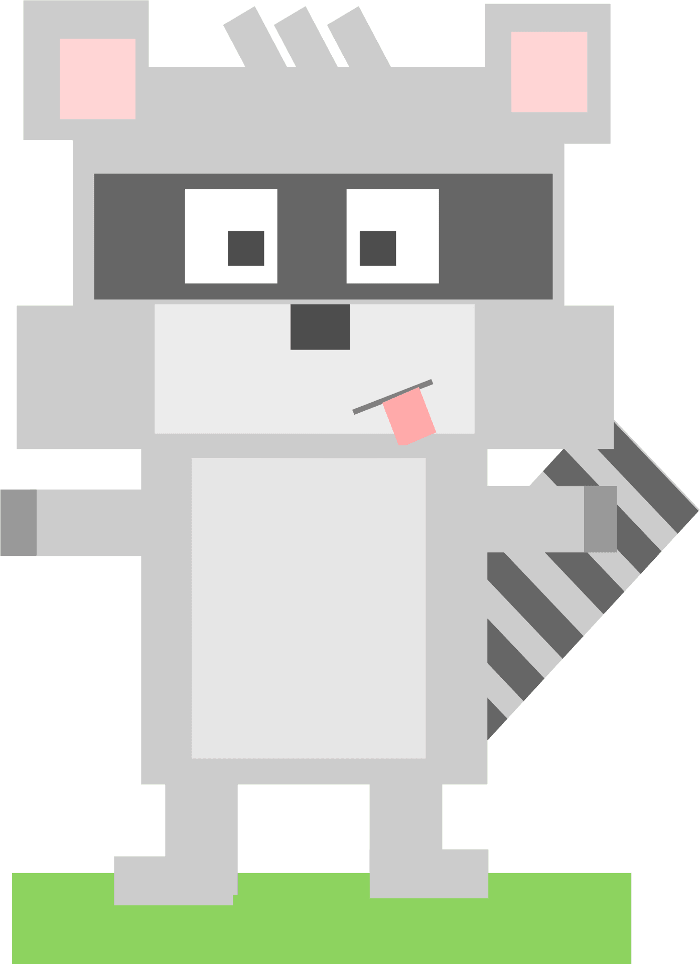 Pixel Art Raccoon With Tail PNG Image