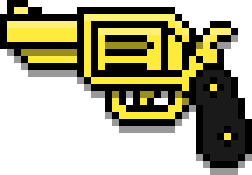 Pixel Art Revolver PNG Image