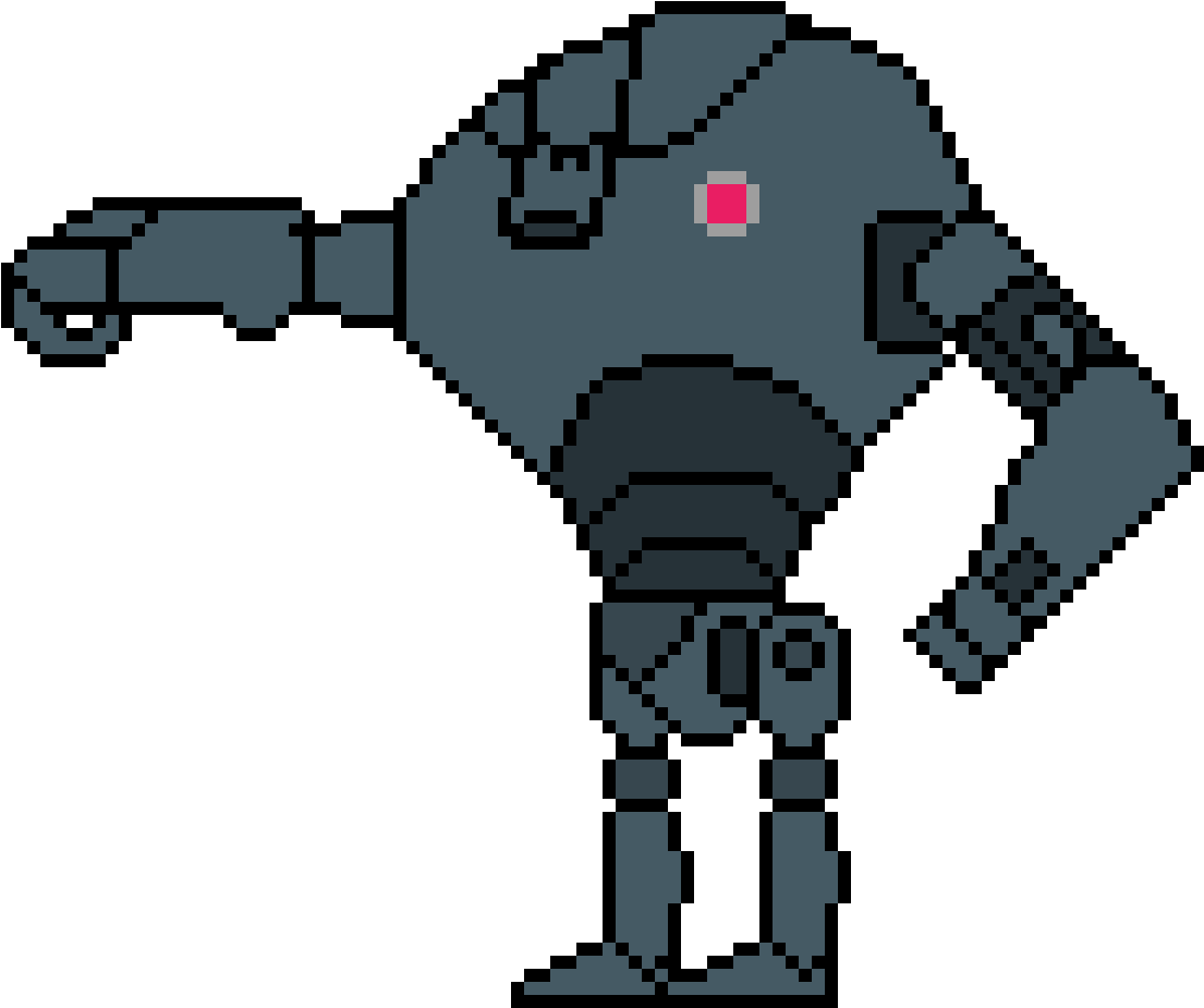 Pixel Art Robot Standing PNG Image