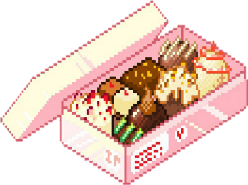 Pixel Art Sweet Treats Box PNG Image