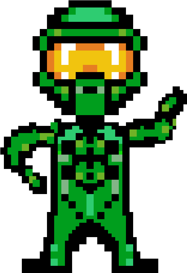 Pixel Astronaut Green Suit PNG Image