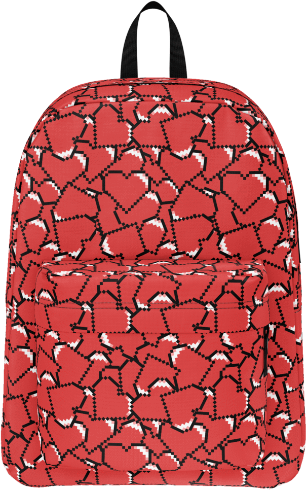 Pixel Heart Pattern Backpack PNG Image