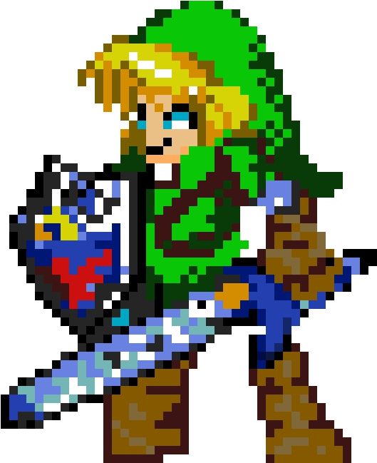 Pixel Hero With Swordand Shield PNG Image