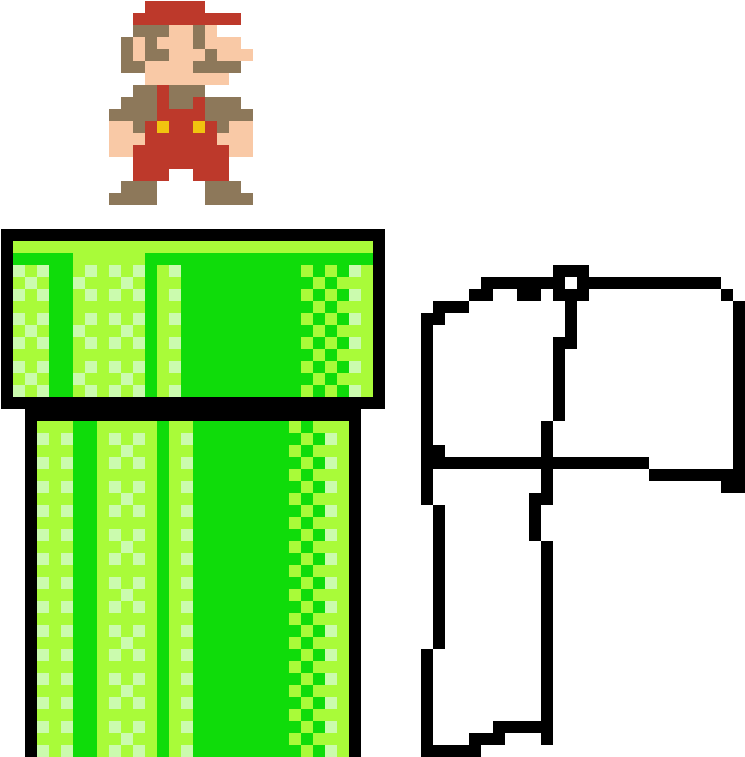 Pixel Plumberand Green Pipe PNG Image