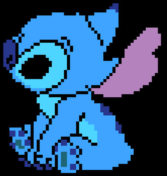 Pixelated Blue Alien Stitch.png PNG Image