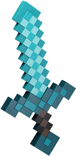 Pixelated Blue Diamond Sword PNG Image