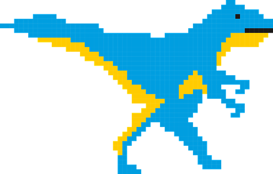 Pixelated Blue Dinosaur Art PNG Image