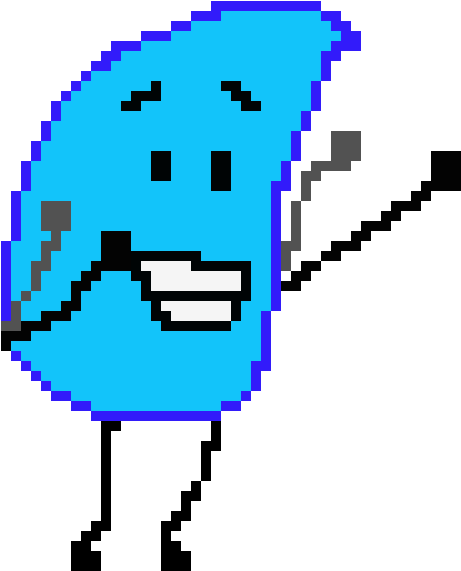 Pixelated Blue Teardrop Character PNG Image