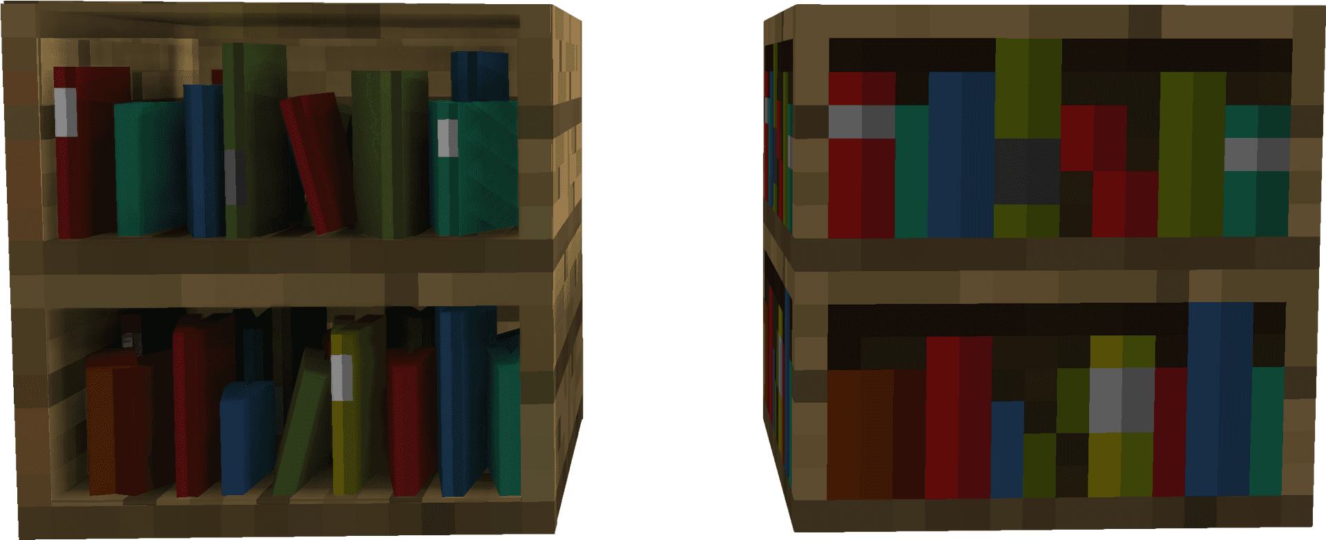 Pixelated Bookshelves Comparison PNG Image