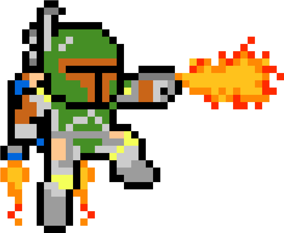 Pixelated Bounty Hunter Blaster Fire PNG Image