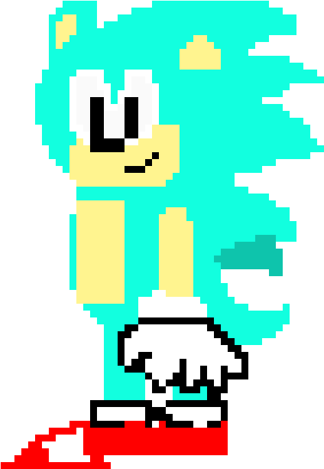 Pixelated Classic Sonic Smiling PNG Image