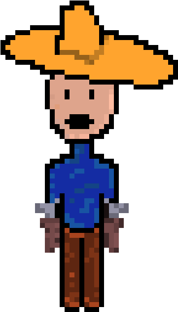 Pixelated Cowboy Character PNG Image